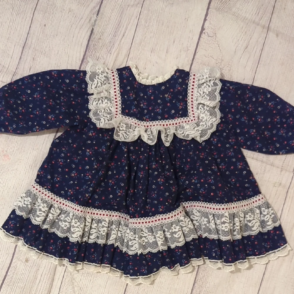 Navy Blue Floral Lace Kids Dress